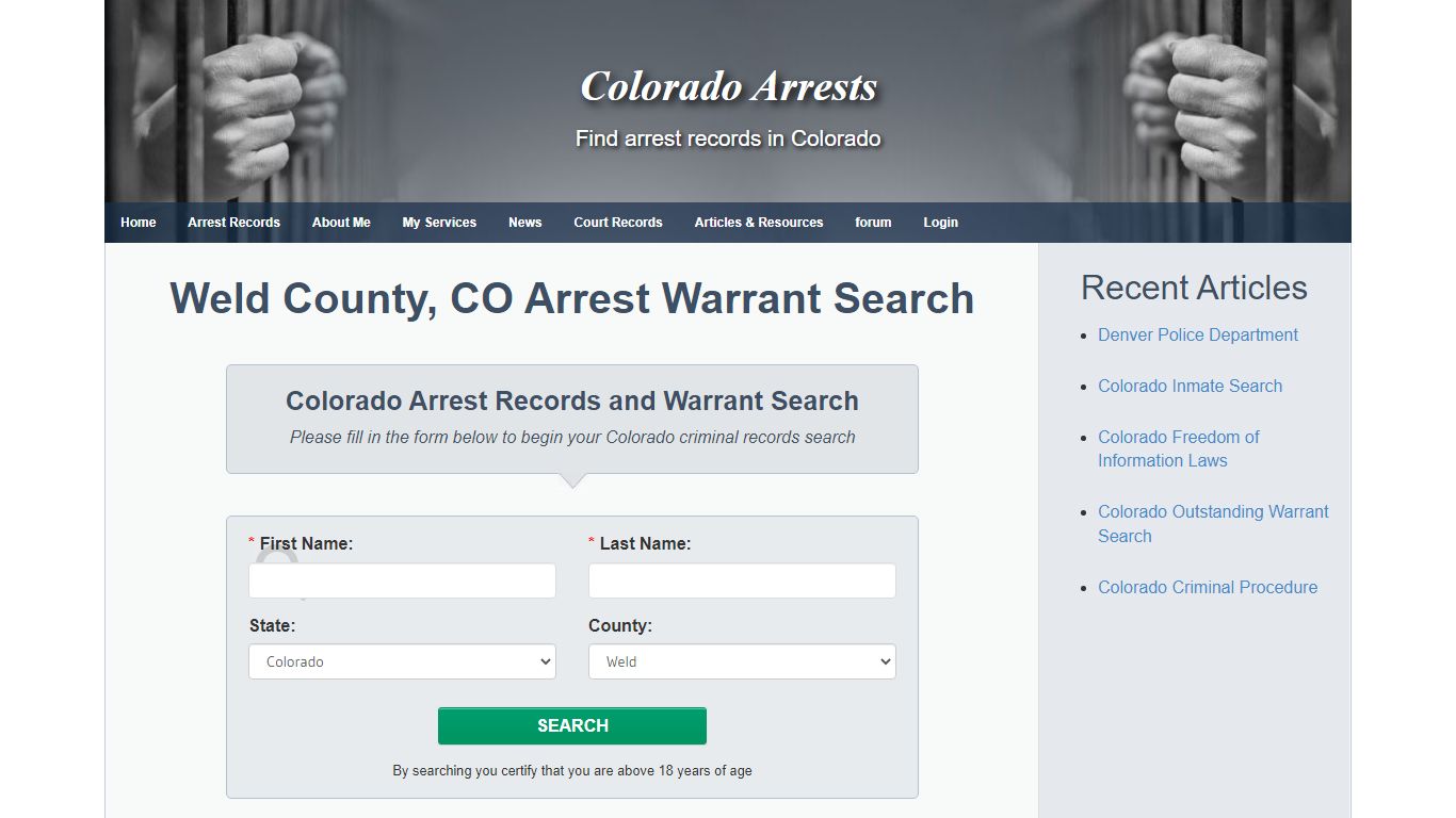 Weld County, CO Arrest Warrant Search - Colorado Arrests